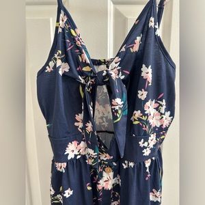 Floral V Neck Tie Front Dress with Pockets